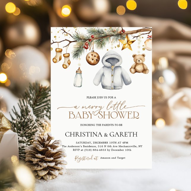 Merry Little Boho Christmas Winter Baby Shower  Invitation (Creator Uploaded)