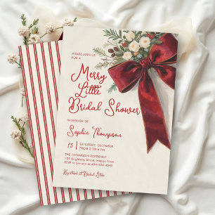 Merry Little Bow Floral Christmas Bridal Shower Invitation