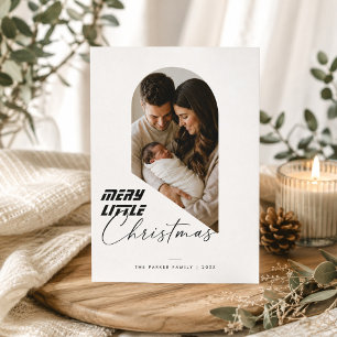 Merry Little Christmas Angled Photo Family Holiday Card