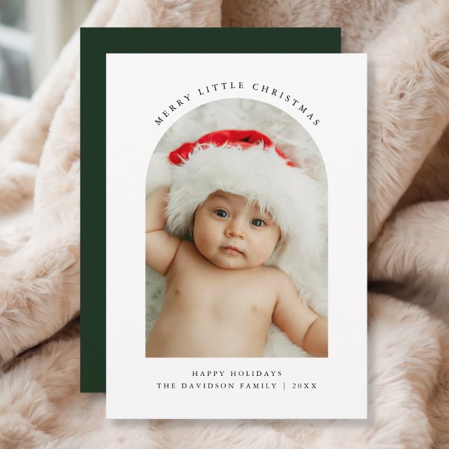 Merry Little Christmas Baby Family Arch Photo Holiday Card (Creator Uploaded)