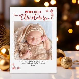 Merry Little Christmas, Baby First Photo Holiday Card
