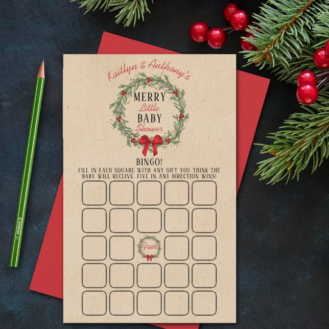 Merry Little Christmas Baby Shower Bingo Game (Creator Uploaded)