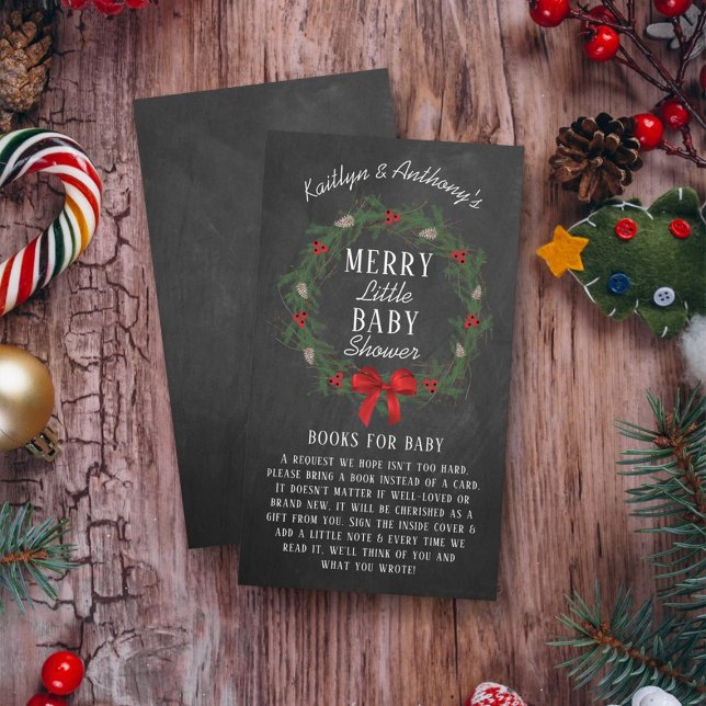 Merry Little Christmas Baby Shower Books For Baby Enclosure Card (Creator Uploaded)