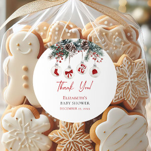 Merry Little Christmas Baby Shower Classic Round Sticker