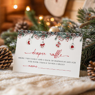 Merry Little Christmas Baby Shower Diaper Raffle Enclosure Card