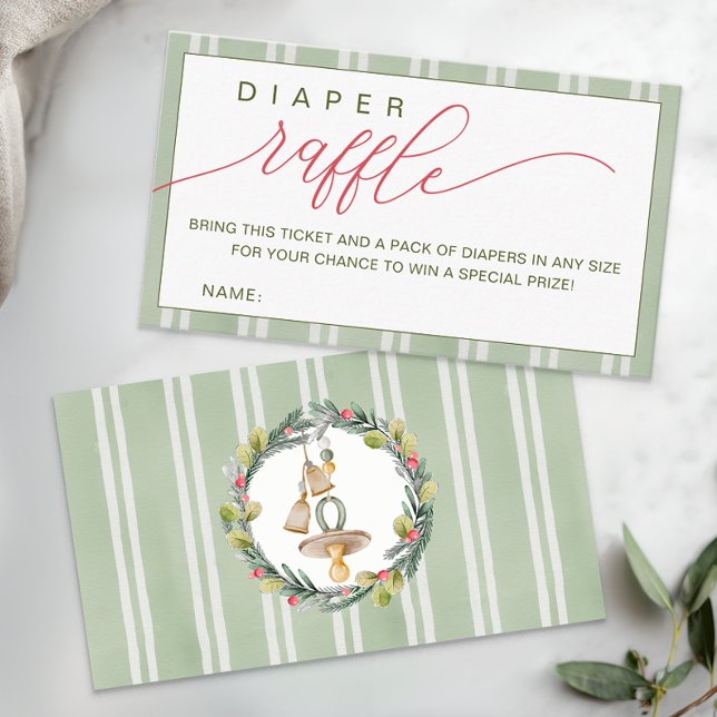 Merry Little Christmas Baby Shower Diaper Raffle Enclosure Card (Diaper Raffle Enclosure Card)