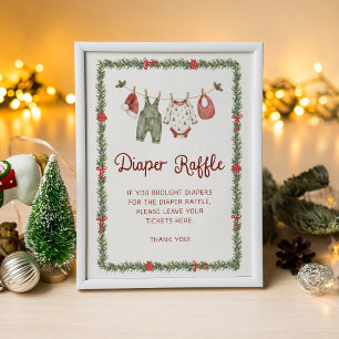 Merry Little Christmas Baby Shower Diaper Raffle Poster