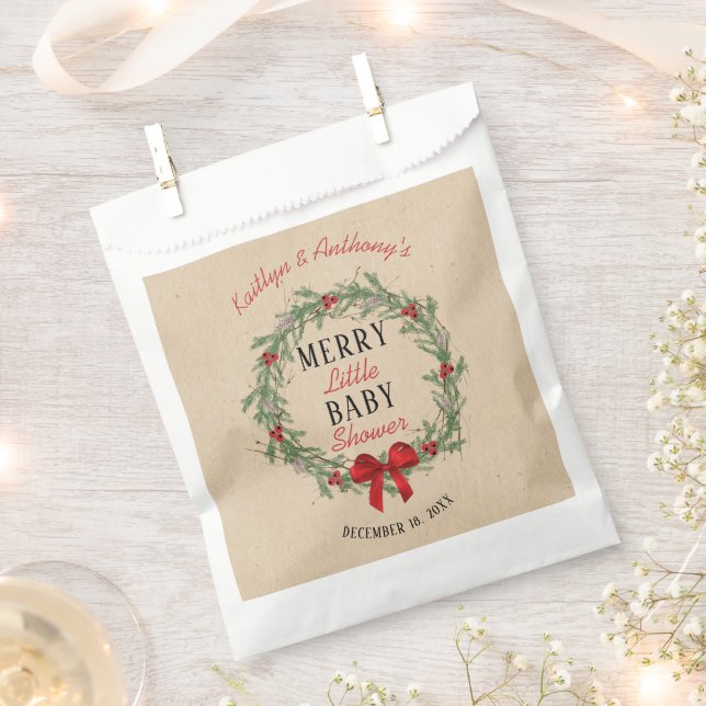 Merry Little Christmas Baby Shower Favour Bags (Clipped)