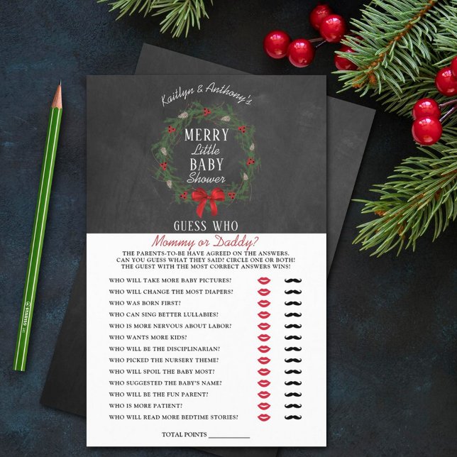 Merry Little Christmas Baby Shower Guess Who Game (Creator Uploaded)