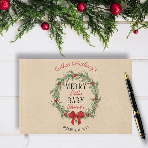 Merry Little Christmas Baby Shower Guest Book