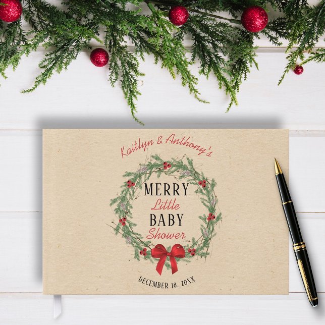 Merry Little Christmas Baby Shower Guest Book (Creator Uploaded)