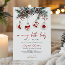 Merry Little Christmas Baby Shower Invitation