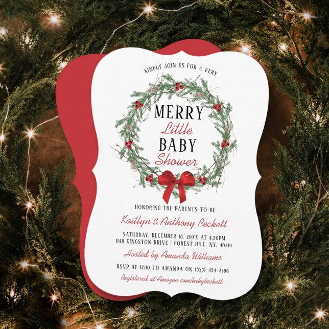 Merry Little Christmas Baby Shower Invitation (Creator Uploaded)