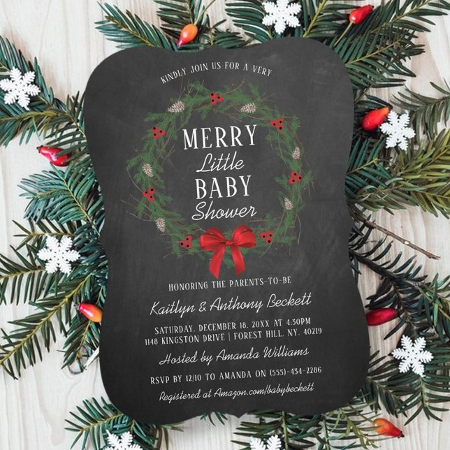 Merry Little Christmas Baby Shower Invitation (Creator Uploaded)