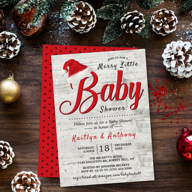 Merry Little Christmas Baby Shower Invitation (Creator Uploaded)
