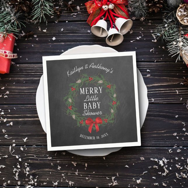 Merry Little Christmas Baby Shower Napkin (Creator Uploaded)