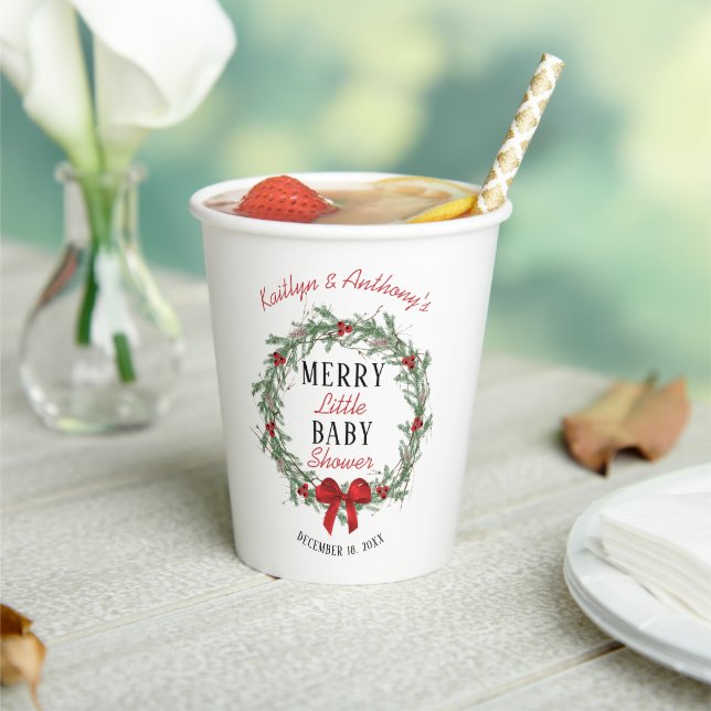 Merry Little Christmas Baby Shower Paper Cups (Insitu)