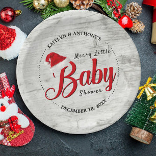 Merry Little Christmas Baby Shower Paper Plate