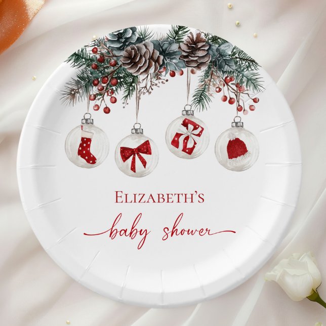 Merry Little Christmas Baby Shower Paper Plate (Creator Uploaded)