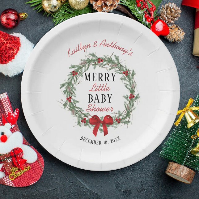 Merry Little Christmas Baby Shower Paper Plate (Creator Uploaded)