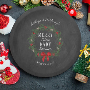 Merry Little Christmas Baby Shower Paper Plate