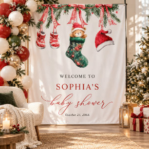Merry Little Christmas Baby Shower Tapestry
