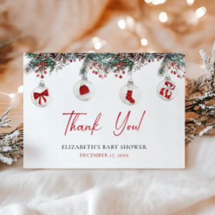 Merry Little Christmas Baby Shower Thank You Card