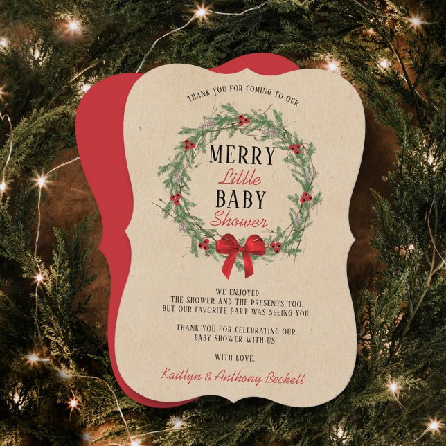 Merry Little Christmas Baby Shower Thank You Card (Creator Uploaded)