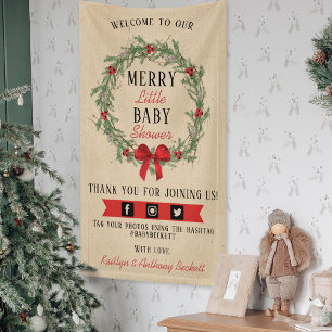 Merry Little Christmas Baby Shower Welcome Banner