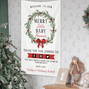 Merry Little Christmas Baby Shower Welcome Banner