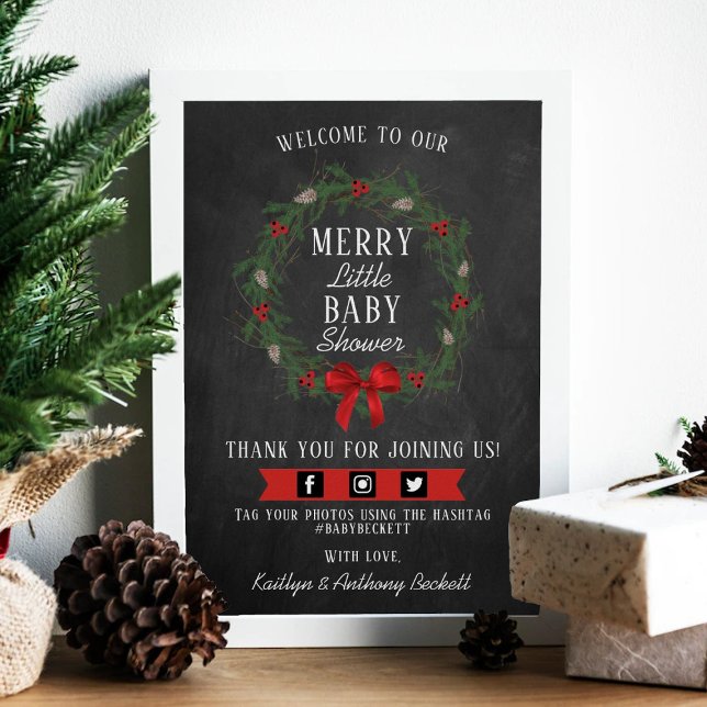 Merry Little Christmas Baby Shower Welcome Poster (Creator Uploaded)