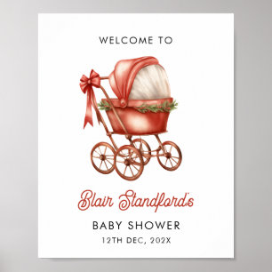 Merry Little Christmas Baby Shower Welcome Sign
