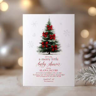 Merry Little Christmas Baby Shower Xmas Tree Invitation