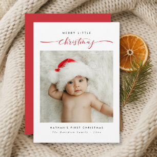 Merry Little Christmas Baby's First Christmas Red Holiday Card