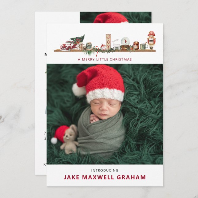 Merry Little Christmas | Birth Announcement (Front/Back)