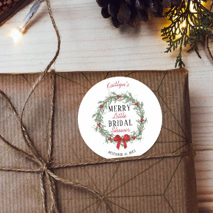 Merry Little Christmas Bridal Shower Classic Round Sticker