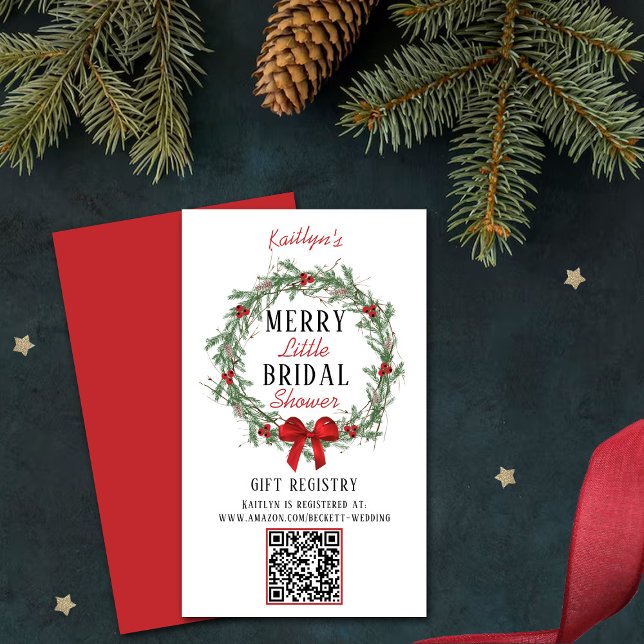 Merry Little Christmas Bridal Shower Gift Register Enclosure Card (Creator Uploaded)