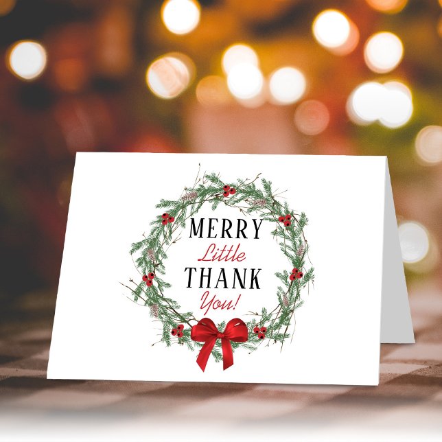 Merry Little Christmas Bridal Shower Photo Thank You Card (Creator Uploaded)