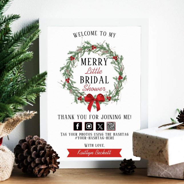 Merry Little Christmas Bridal Shower Welcome Poster (Creator Uploaded)