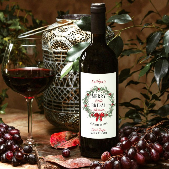 Merry Little Christmas Bridal Shower Wine Label (Creator Uploaded)
