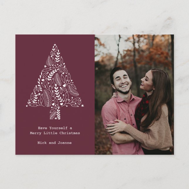 Merry Little Christmas Budget Family Photo Holiday Postcard (Front)