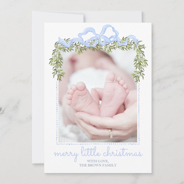 Merry Little Christmas Card Newborn Baby Photo (Front)