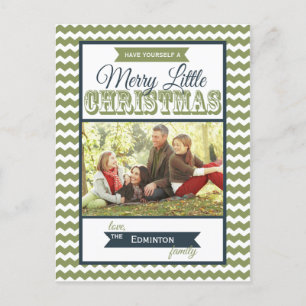Merry Little Christmas Chevrons Holiday Postcard