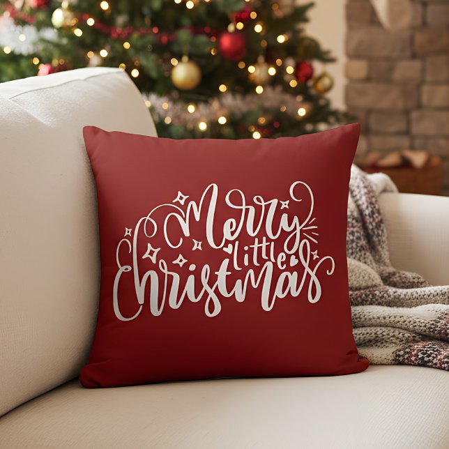 Merry little Christmas  Cushion (red christmas pillow)
