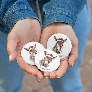 Merry Little Christmas Donkey, custom 3 Cm Round Badge