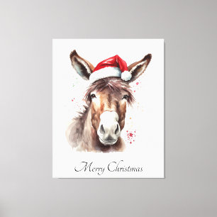 Merry Little Christmas Donkey, custom Canvas Print