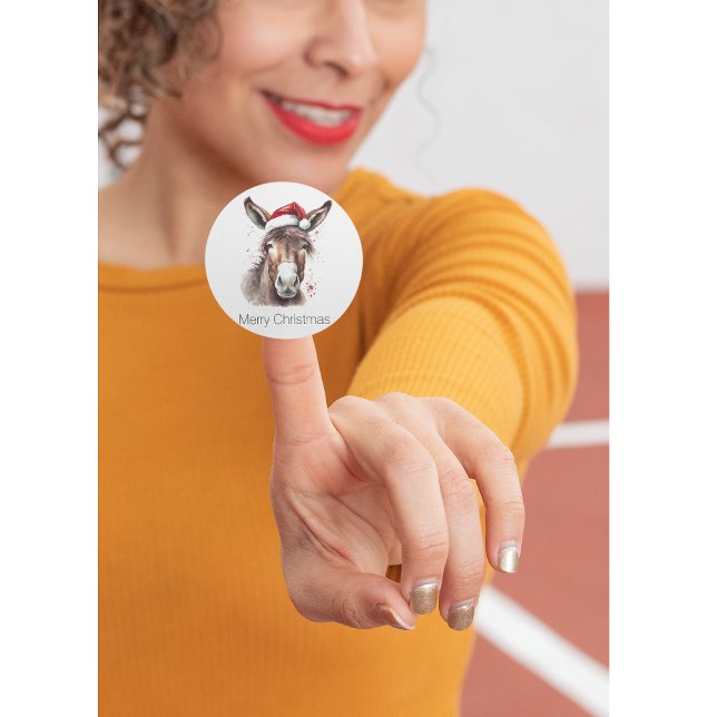 Merry Little Christmas Donkey, custom Square Sticker (Creator Uploaded)