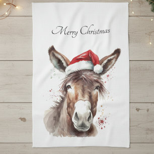 Merry Little Christmas Donkey, custom Tea Towel