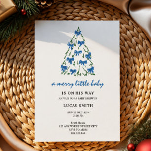merry little christmas doodle tree baby shower invitation