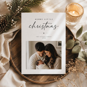 Merry Little Christmas Elegant Script Family Photo Holiday Card
